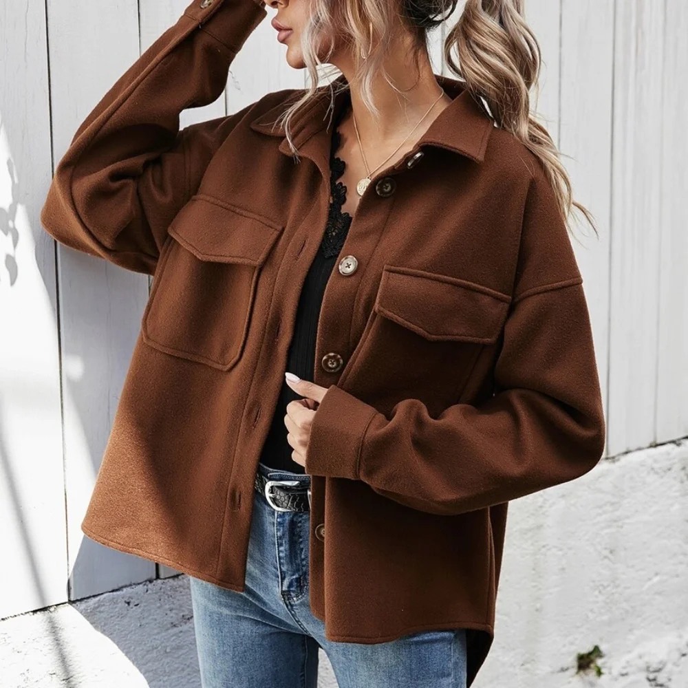 Cozy Boyfriend fit Button oversized shacket jacket - Picture 7 of 16